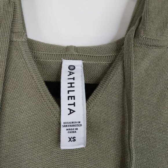 Athleta Evergreen Hoodie Knit Sweater Olive Green Size XS - Picture 13 of 16